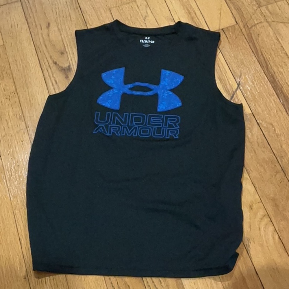Under Armour Black Tank with Vibrant Blue Emblem Size Small